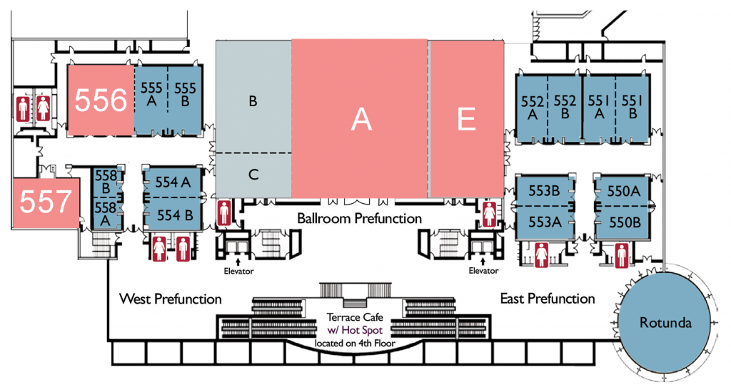 Map of floor 5 of the Convention Center. 